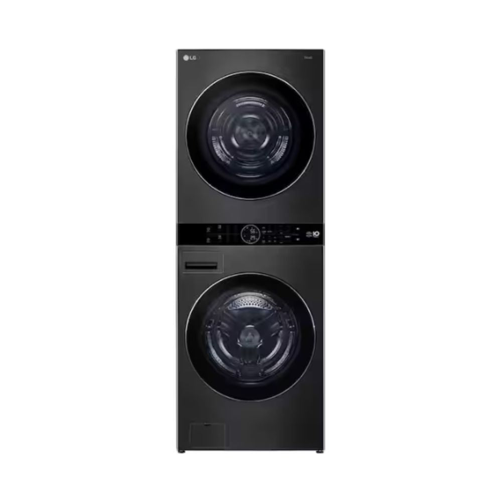 LG 5.0 cu. ft. Washer 7.8 cu. ft. Dual Inverter Heat Pump Ventless Dryer Electric Laundry Center in Black Steel