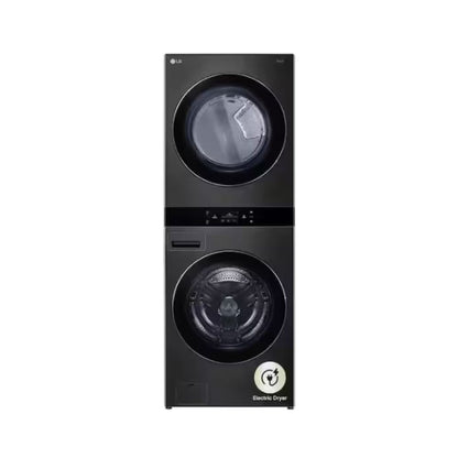 LG WashTower Stacked SMART Laundry Center 5.0 Cu.Ft. Front Load Washer & 7.4 Cu.Ft. Electric Dryer in Black Steel w/ Steam