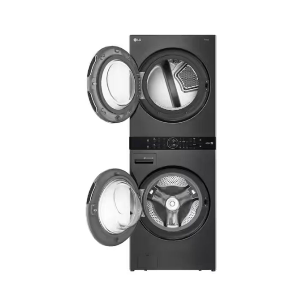 LG 5.0 cu. ft. Washer 7.8 cu. ft. Dual Inverter Heat Pump Ventless Dryer Electric Laundry Center in Black Steel