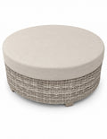 Round Ottoman Natural Aged Wicker