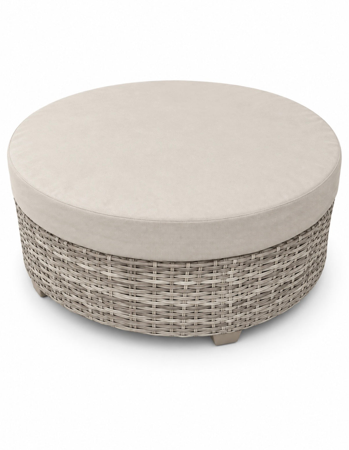 Round Ottoman Natural Aged Wicker