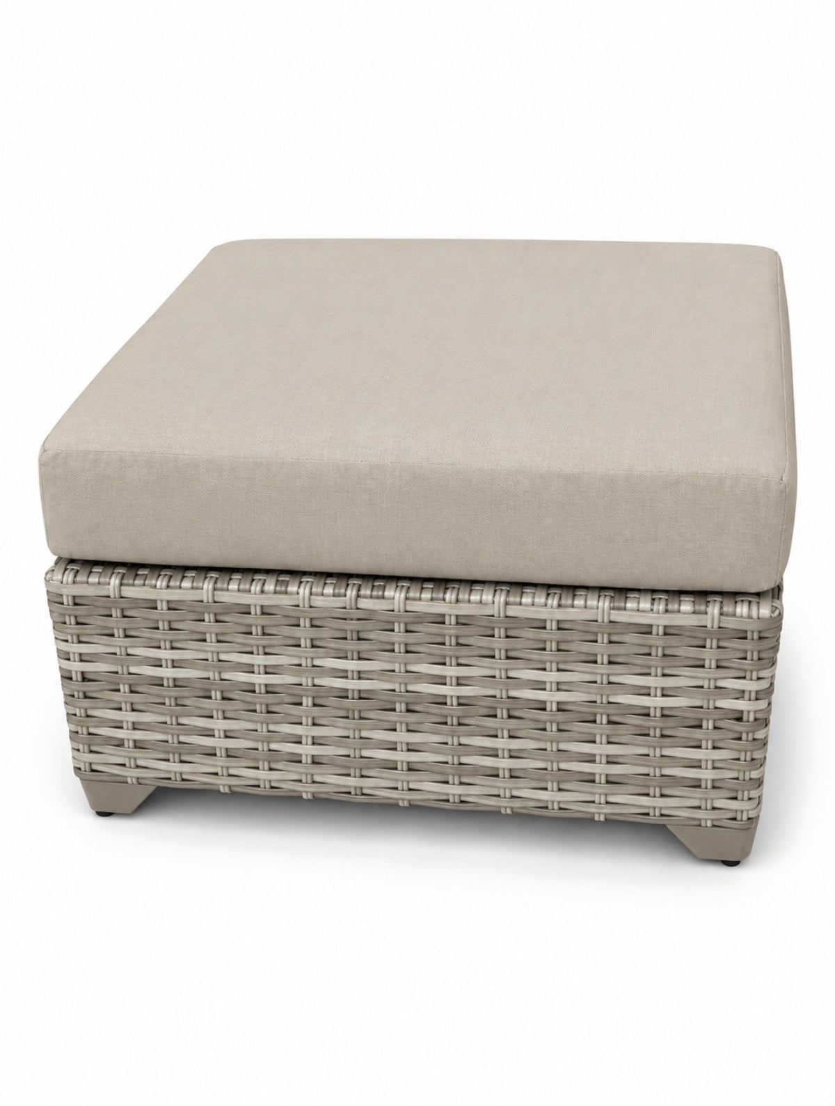 Vanilla Wicker Ottoman
