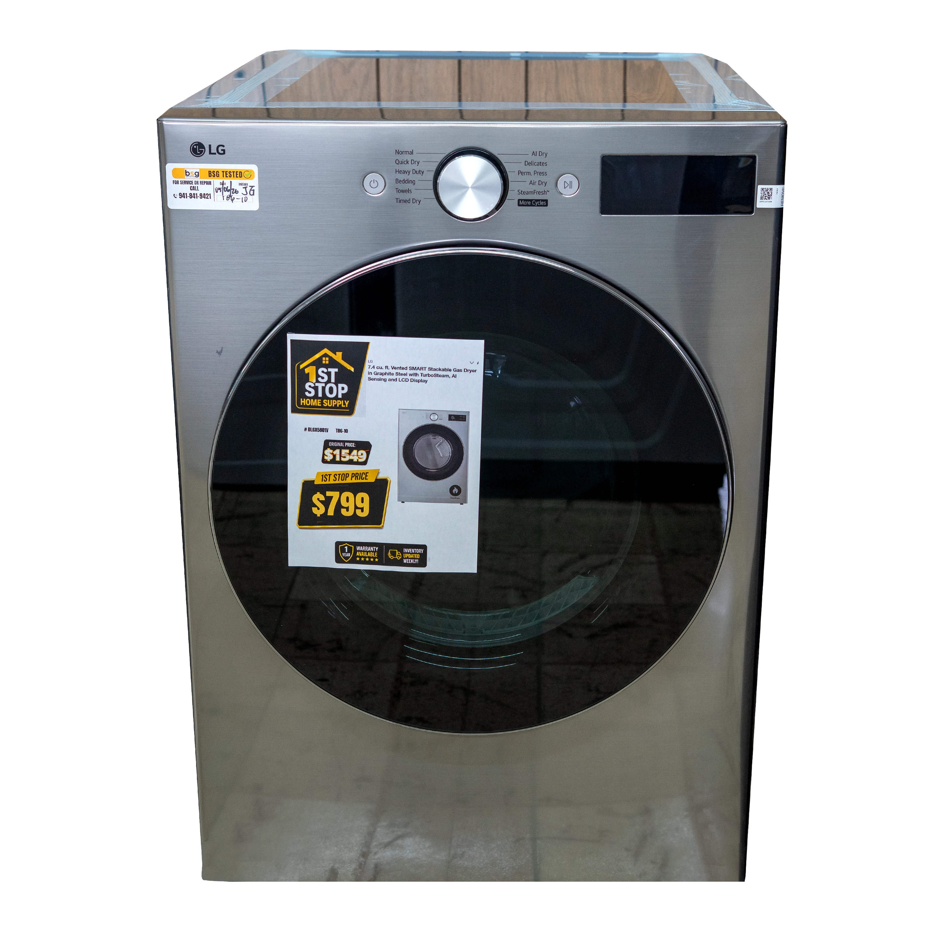 7.4 cu. ft. Ultra Large Capacity Smart Front Load Electric Dryer with TurboSteam®, AI Sensing and Hybrid Electronic Controls with LCD Display