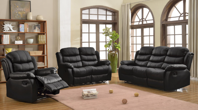 Maverick - Black Manual Recliner Sofa Set