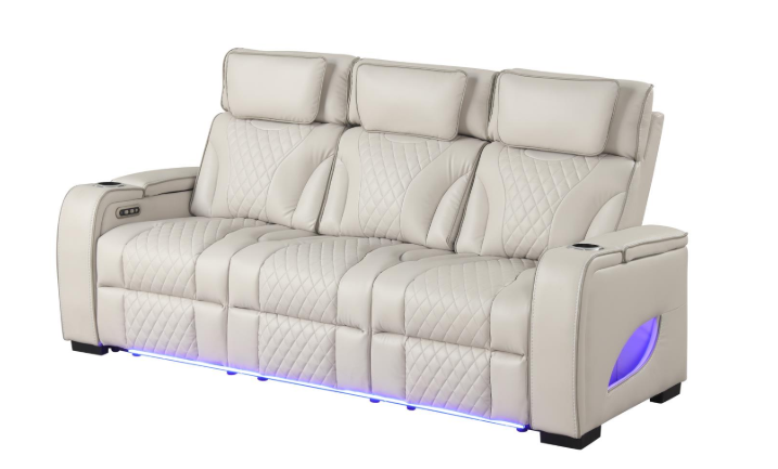 Rock Star - Gray Power Reclining with Power Headrest, Drop Down Table, Wireless Charger, Storage Console, Bluetooth Speaker, Subwoofer, Storage Armrest, LED Light, Cup Holder, USB Charger, Zero Gravity