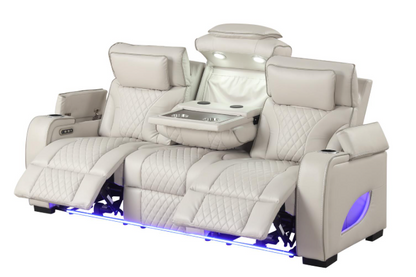 Rock Star - Gray Power Reclining with Power Headrest, Drop Down Table, Wireless Charger, Storage Console, Bluetooth Speaker, Subwoofer, Storage Armrest, LED Light, Cup Holder, USB Charger, Zero Gravity