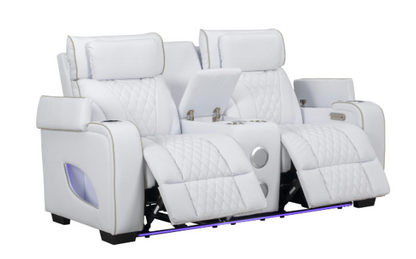 All Star - White Power Reclining, Power Headrest, Drop-Down Table, Wireless Charger, Console, Bluetooth Speaker, Tube LED, Cup Holder, Reading Light, USB - Type C Charger, Zero Gravity