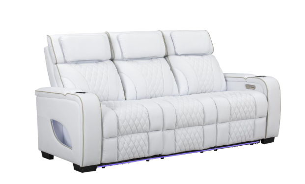 All Star - White Power Reclining, Power Headrest, Drop-Down Table, Wireless Charger, Console, Bluetooth Speaker, Tube LED, Cup Holder, Reading Light, USB - Type C Charger, Zero Gravity