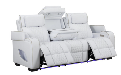 All Star - White Power Reclining, Power Headrest, Drop-Down Table, Wireless Charger, Console, Bluetooth Speaker, Tube LED, Cup Holder, Reading Light, USB - Type C Charger, Zero Gravity