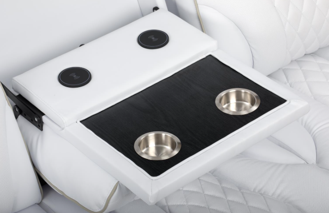 All Star - White Power Reclining, Power Headrest, Drop-Down Table, Wireless Charger, Console, Bluetooth Speaker, Tube LED, Cup Holder, Reading Light, USB - Type C Charger, Zero Gravity