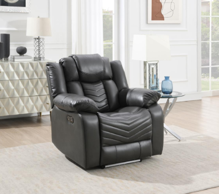 Cassio - Gray Color, Power Reclining, Drop-Down Table, Console, Bluetooth Speaker, Cup Holder, Built-in LED Light, USB Charger