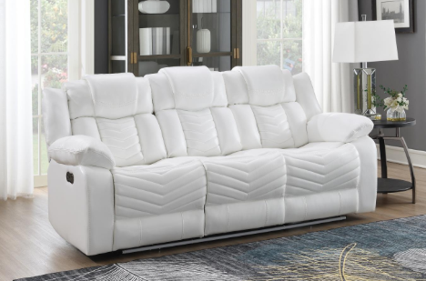 Cassio - White Color, Power Reclining, Drop-Down Table, Console, Bluetooth Speaker, Cup Holder, Built-in LED Light, USB Charger
