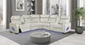 All Star - 3 PC Gray Power Sectional with Power Headrest, Console, Bluetooth Speaker, Wireless Charger, LED Light, Cup Holder, USB - Type C Charger, Zero Gravity