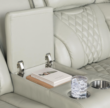 All Star - 3 PC Gray Power Sectional with Power Headrest, Console, Bluetooth Speaker, Wireless Charger, LED Light, Cup Holder, USB - Type C Charger, Zero Gravity