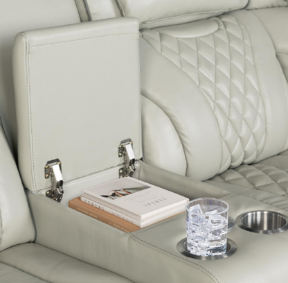 All Star - 3 PC Gray Power Sectional with Power Headrest, Console, Bluetooth Speaker, Wireless Charger, LED Light, Cup Holder, USB - Type C Charger, Zero Gravity