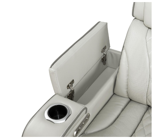 All Star - 3 PC Gray Power Sectional with Power Headrest, Console, Bluetooth Speaker, Wireless Charger, LED Light, Cup Holder, USB - Type C Charger, Zero Gravity