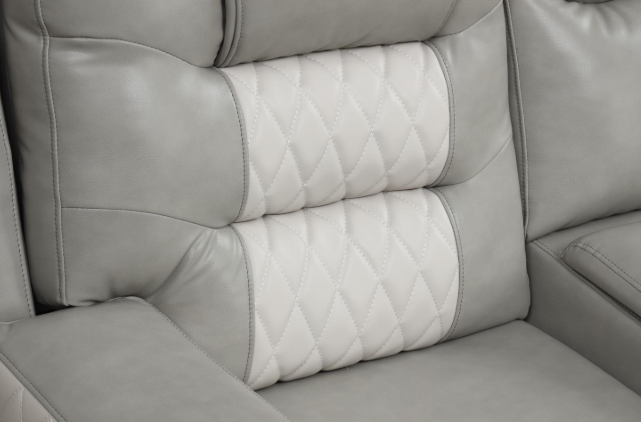 Ohio - Gray & Ice Manual Recliner Sectional with Storage Console, Power Source, USB Charger, Cup Holder
