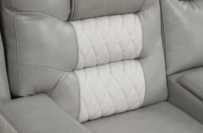 Ohio - Gray & Ice Manual Recliner Sectional with Storage Console, Power Source, USB Charger, Cup Holder