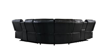 Sectional-1] Jovi - Sectional (S418_S419) (Black, Power, Tube LED, 3PC), Leather Gel, Brown With : Power Recliner, Console, Speaker, Sub Woofer, Tube LED light, Cup Holder, USB Charger Each