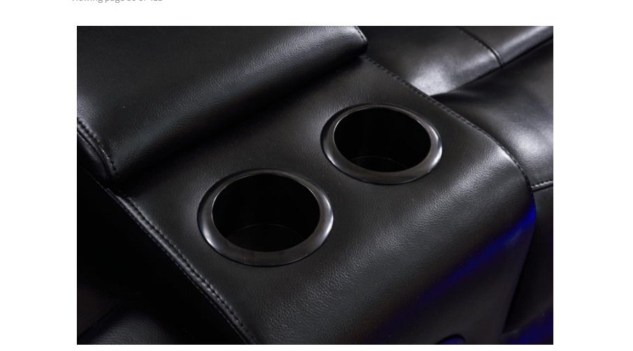 Sectional-1] Jovi - Sectional (S418_S419) (Black, Power, Tube LED, 3PC), Leather Gel, Brown With : Power Recliner, Console, Speaker, Sub Woofer, Tube LED light, Cup Holder, USB Charger Each