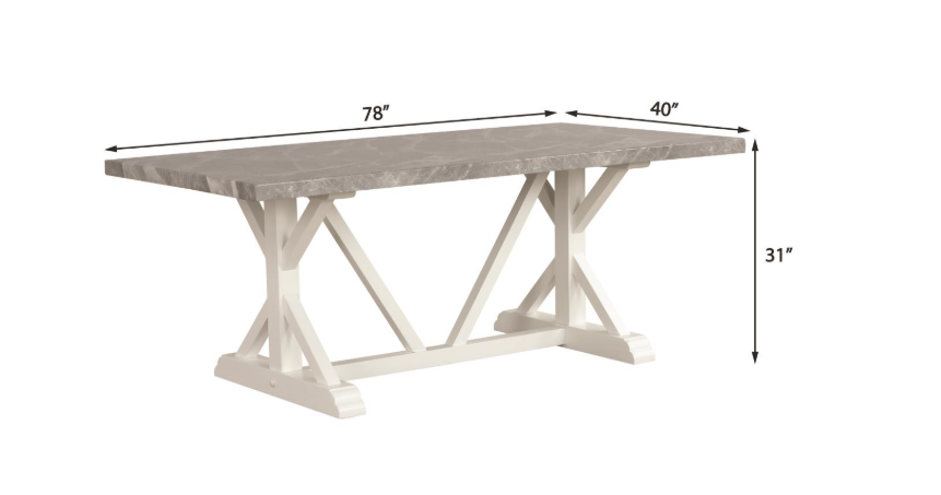 Sarah - 7PC Dining Set, MDF/ SOLID WOOD/ FABRIC, Gray / White With : N/A Each