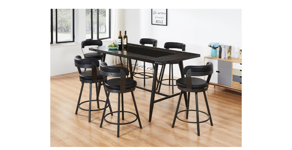 Cordoba - 7PC Pub Set, Wood, Metal, PU, Black Each