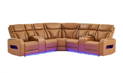 U8611 CAMEL SECTIONAL WITH POWER HEADREST, CONTINUOUS LED AND SPEAKER