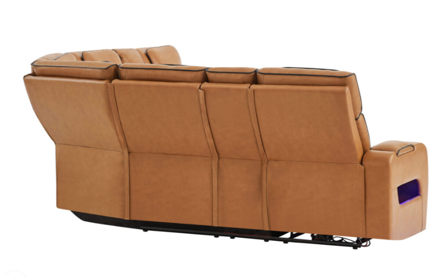U8611 CAMEL SECTIONAL WITH POWER HEADREST, CONTINUOUS LED AND SPEAKER