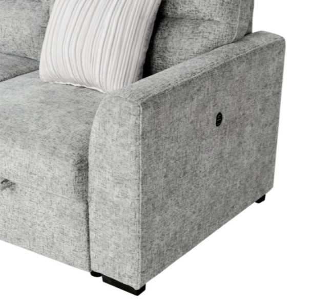 U9401 NICKEL SOFA BED SECTIONAL WITH 3 PILLOWS AND OTTOMAN