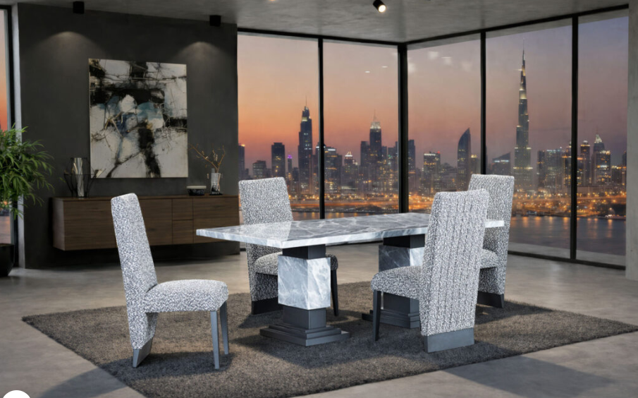 D1212 DINING TABLE + 8 D12DC WHITE/GREY