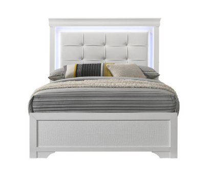 Arya - White King Bed, Dresser, Mirror, 2 Nightstand