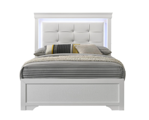 Arya - White King Bed, Dresser, Mirror, 2 Nightstand