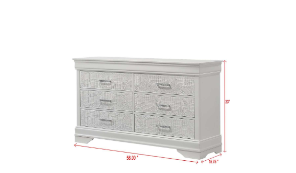Arya - White Queen Bed, Dresser, Mirror, 2Nightstand