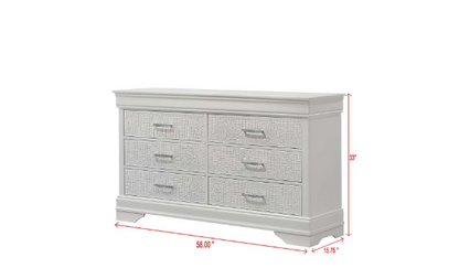 Arya - White Queen Bed, Dresser, Mirror, 2Nightstand