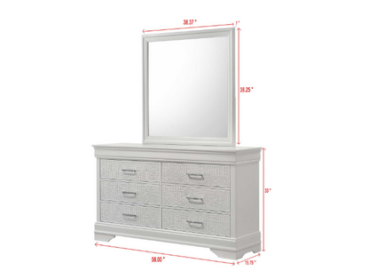 Arya - White Queen Bed, Dresser, Mirror, 2Nightstand