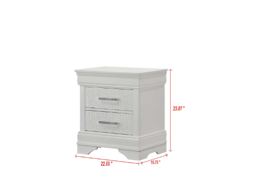 Arya - White King Bed, Dresser, Mirror, 2 Nightstand