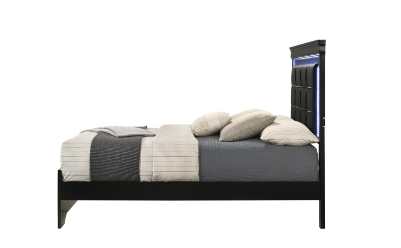 Arya - Black King Bed, Dresser, Mirror, 2 Nightstand