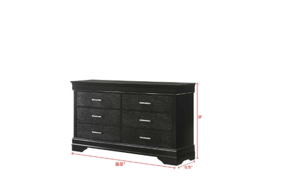 Arya - Black Queen Bed, Dresser, Mirror, 2 Nightstand