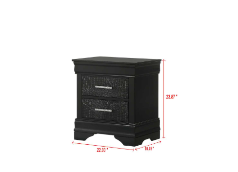 Arya - Black King Bed, Dresser, Mirror, 2 Nightstand