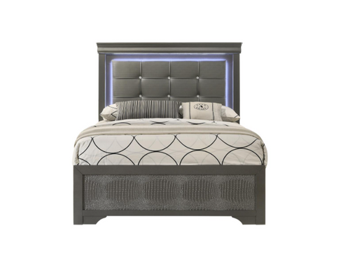 Arya - Gray King Bed, Dresser, Mirror, 2 Nightstand