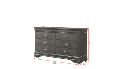Arya - Gray King Bed, Dresser, Mirror, 2 Nightstand