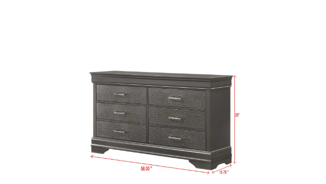 Arya - Gray Queen Bed, Dresser, Mirror, 2 Nightstand