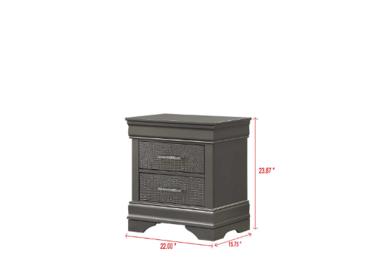 Arya - Gray King Bed, Dresser, Mirror, 2 Nightstand