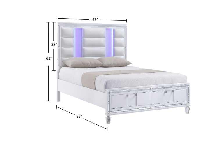 Olivia - White Queen Bed, Dresser, Mirror, Chest, Nightstand