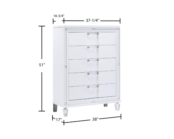 Olivia - White King Bed, Dresser, Mirror, Chest, Nightstand