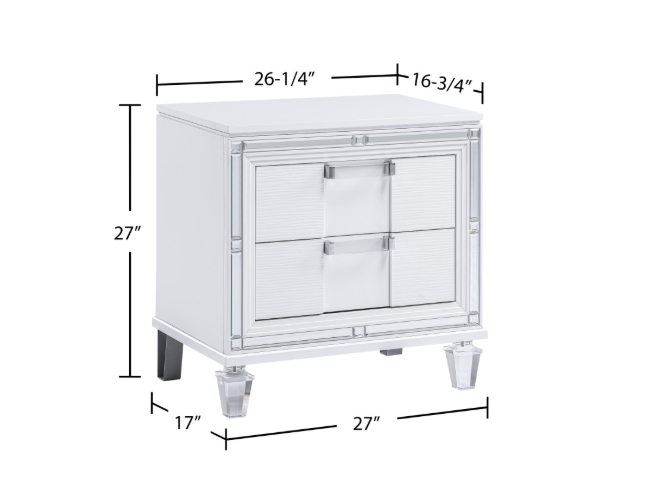 Olivia - White Queen Bed, Dresser, Mirror, Chest, Nightstand