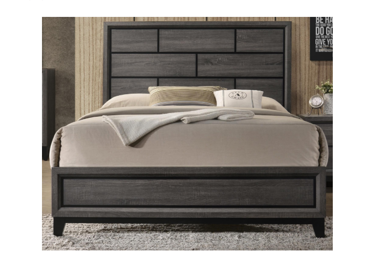Oak Bluff - Gray Panel King Bed, Dresser, Mirror, 2Nightstand