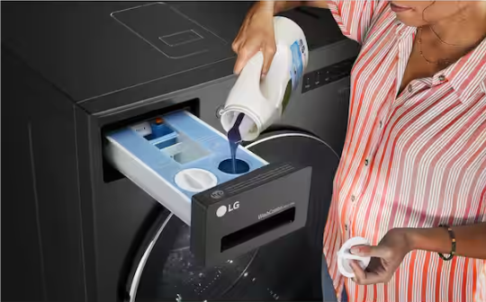 LG 5.0 cu. ft. Mega Capacity Smart Front Load Electric All-in-One Washer Dryer Combo with TurboWash360 WiFi in Black Steel