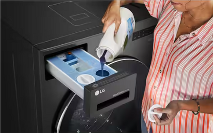 LG 5.0 cu. ft. Mega Capacity Smart Front Load Electric All-in-One Washer Dryer Combo with TurboWash360 WiFi in Black Steel