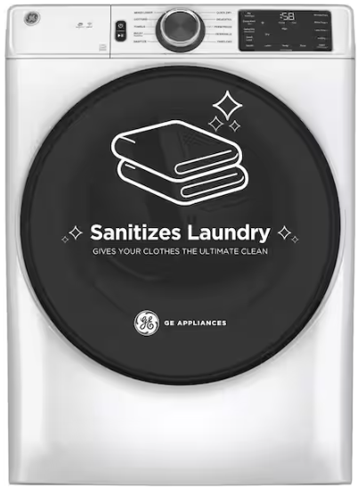 GE 7.8 cu. ft. Smart Front Load Electric Dryer in White with Sanitize Cycle, ENERGY STAR